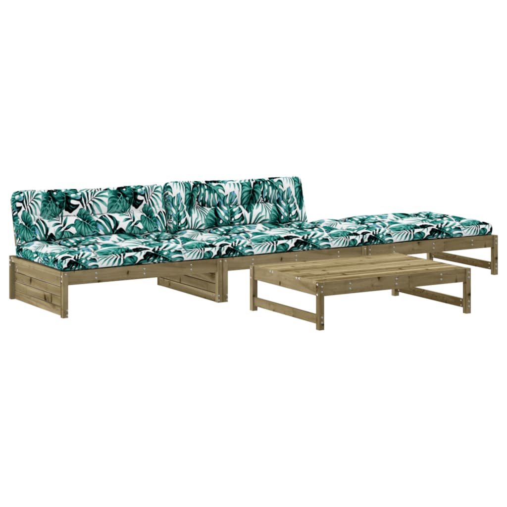 Salon de jardin 4 pcs avec coussins bois de pin imprégné