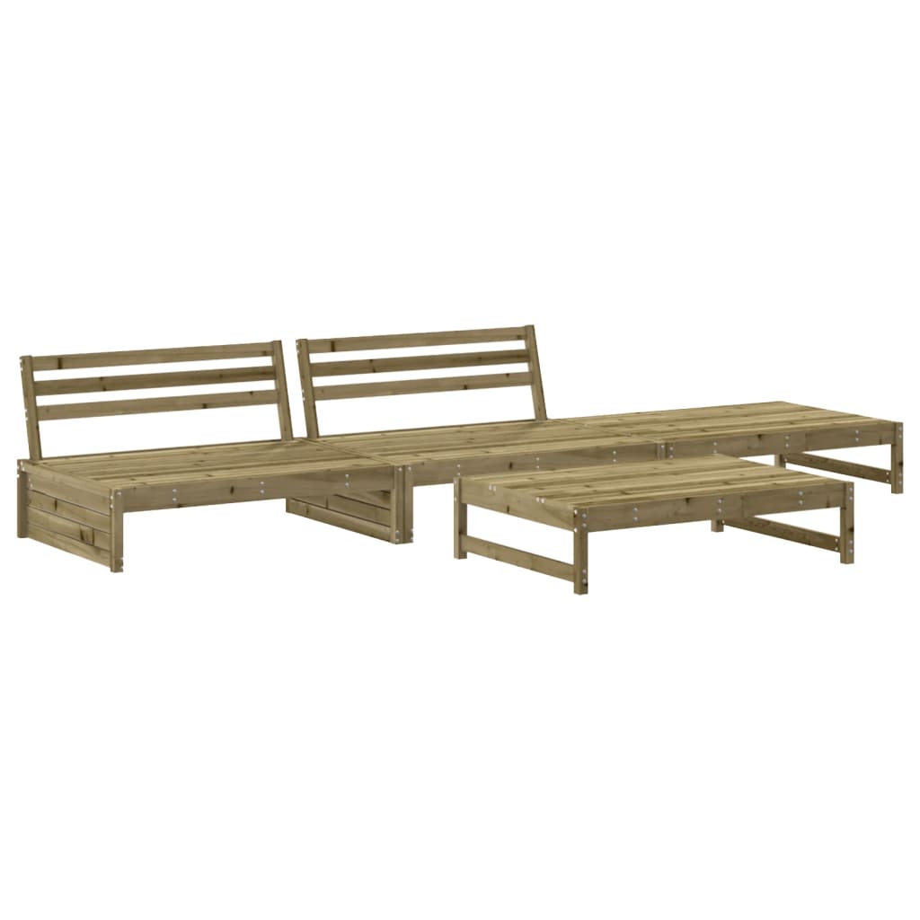 Salon de jardin 4 pcs avec coussins bois de pin imprégné