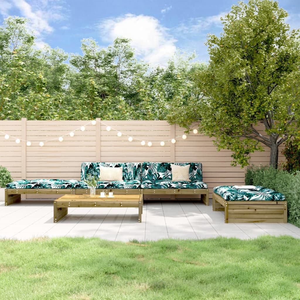 Salon de jardin 5 pcs avec coussins bois de pin imprégné