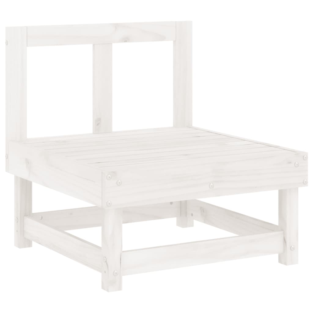 Salon de jardin 5 pcs blanc bois massif de pin