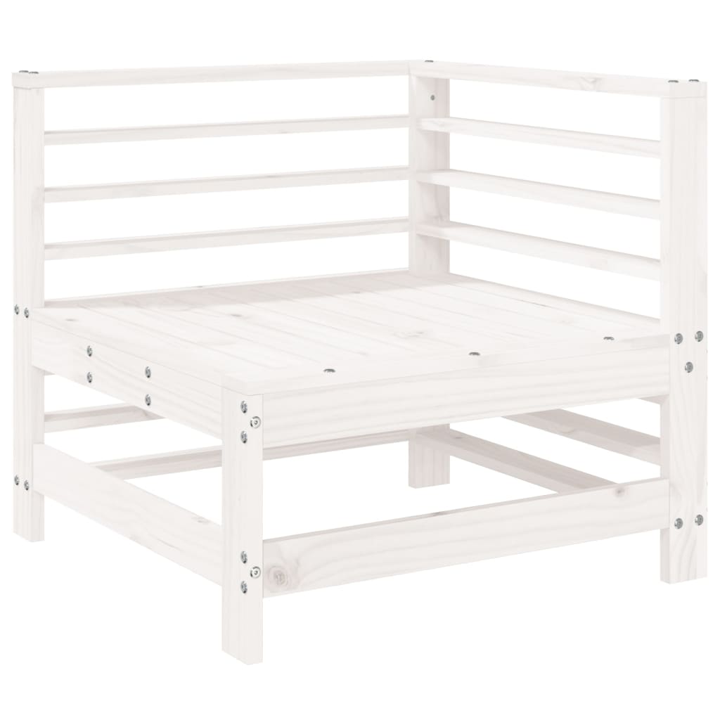Salon de jardin 7 pcs Blanc Bois de pin massif