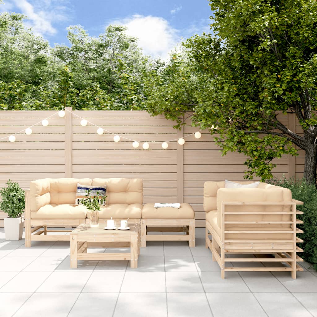 Salon de jardin 6 pcs Bois de pin massif