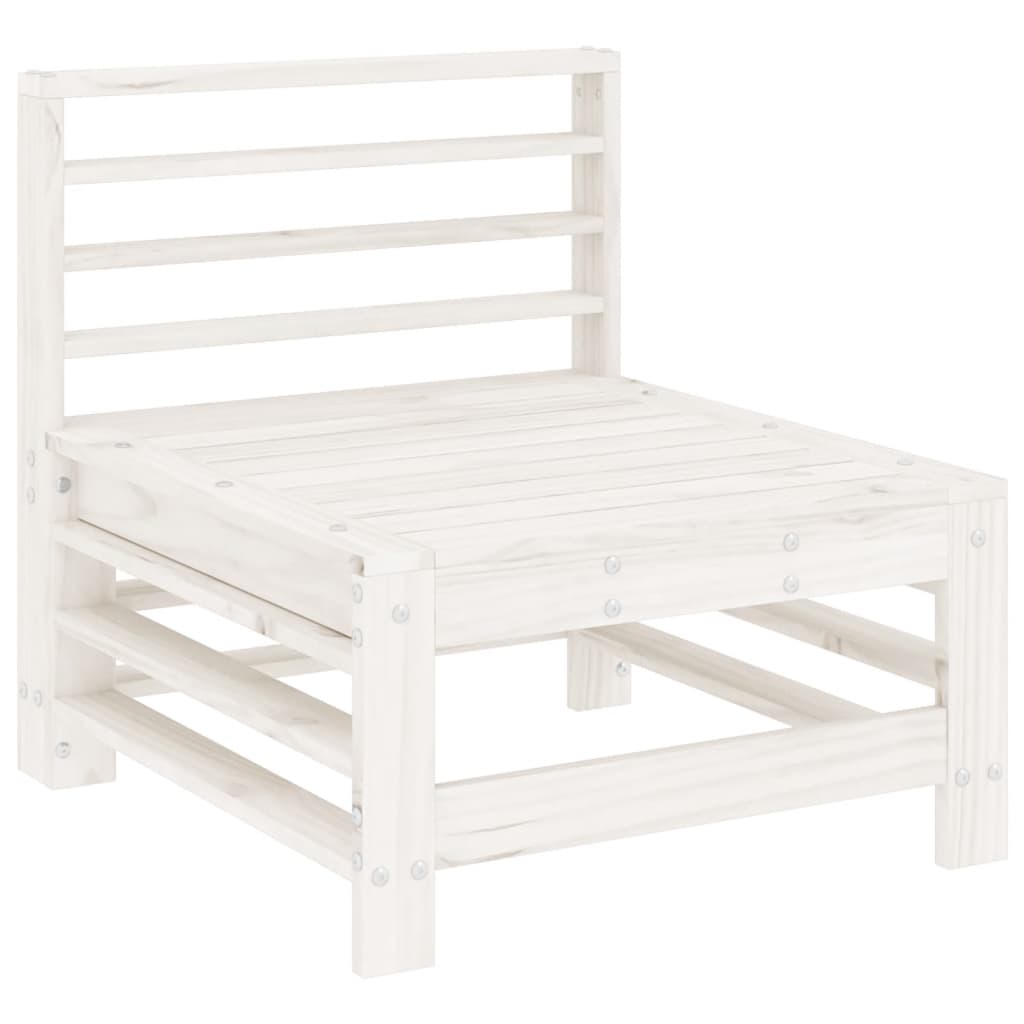 Salon de jardin 6 pcs Blanc Bois de pin massif