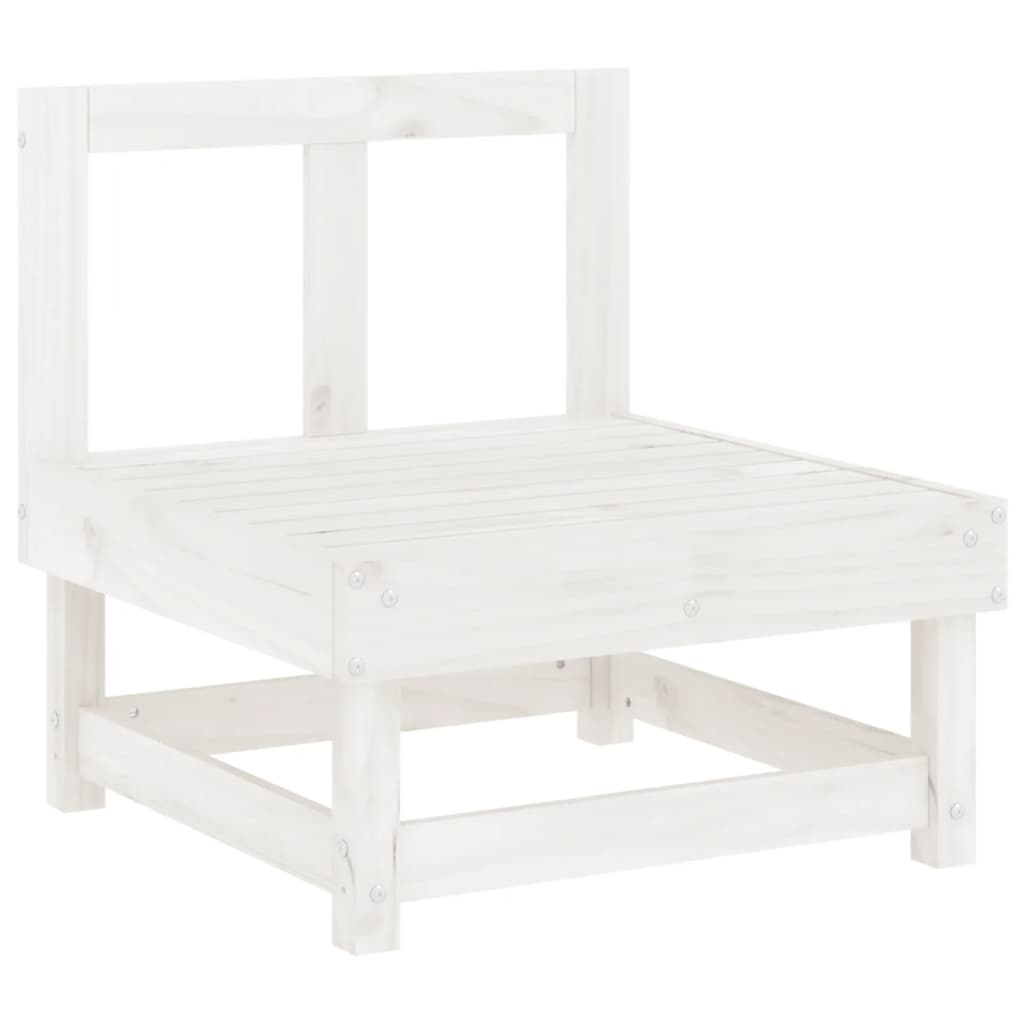 Salon de jardin 7 pcs Blanc Bois de pin massif