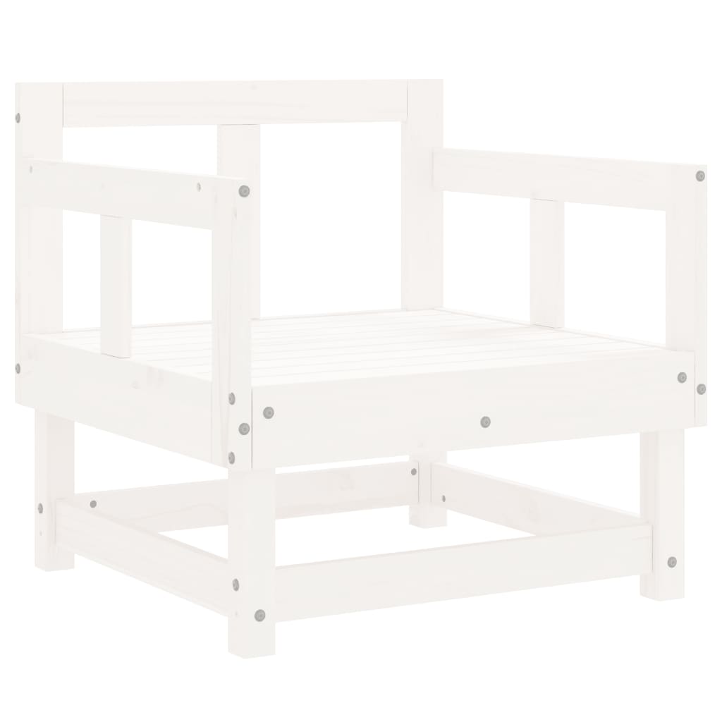 Salon de jardin 7 pcs Blanc Bois de pin massif