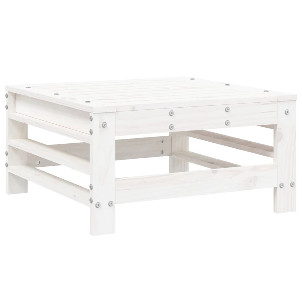 Salon de jardin 9 pcs Blanc Bois de pin massif