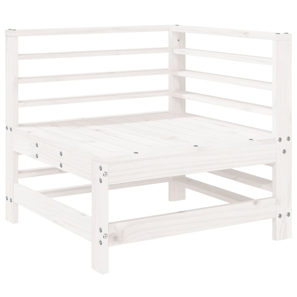 Salon de jardin 6 pcs Blanc Bois de pin massif