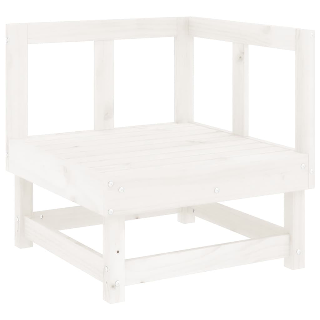 Salon de jardin 7 pcs Blanc Bois de pin massif