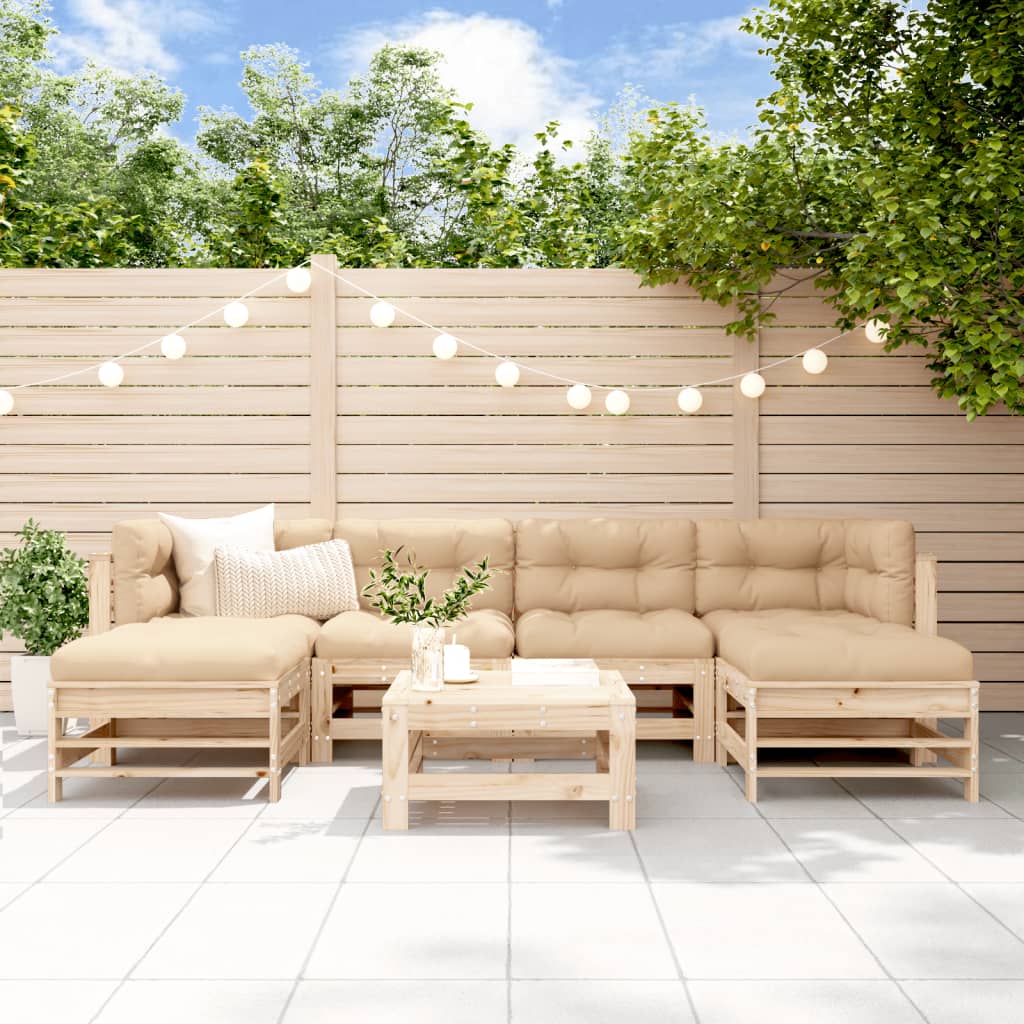 Salon de jardin 7 pcs Bois de pin massif