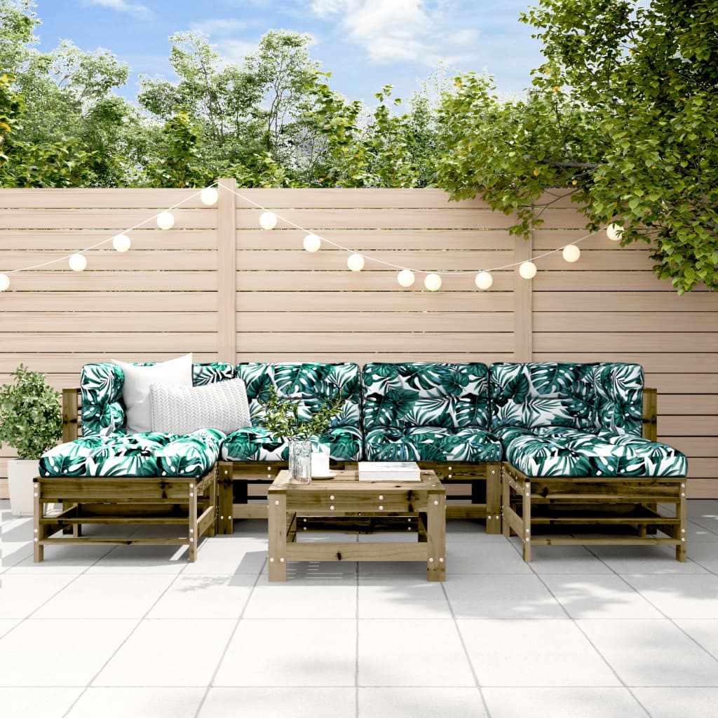 Salon de jardin 7 pcs bois de pin imprégné