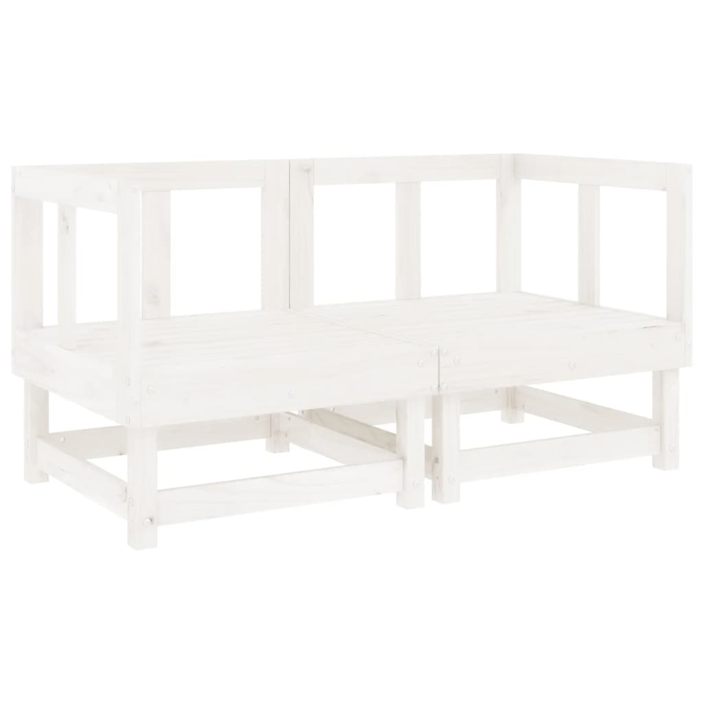 Salon de jardin 7 pcs Blanc Bois de pin massif