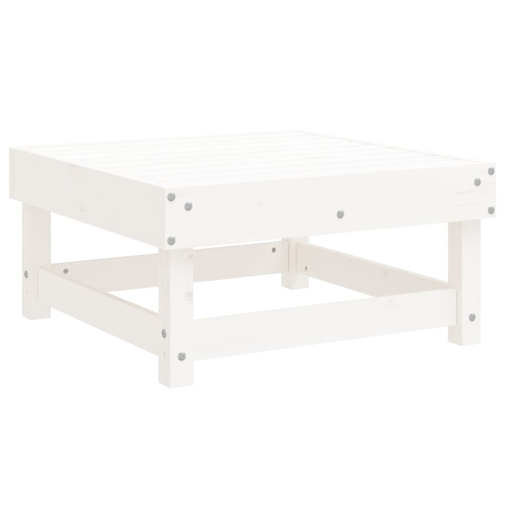 Salon de jardin 7 pcs Blanc Bois de pin massif