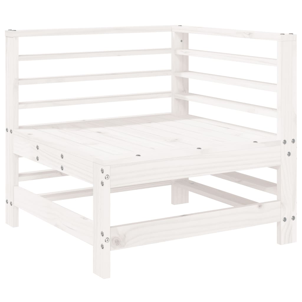 Salon de jardin 7 pcs Blanc Bois de pin massif