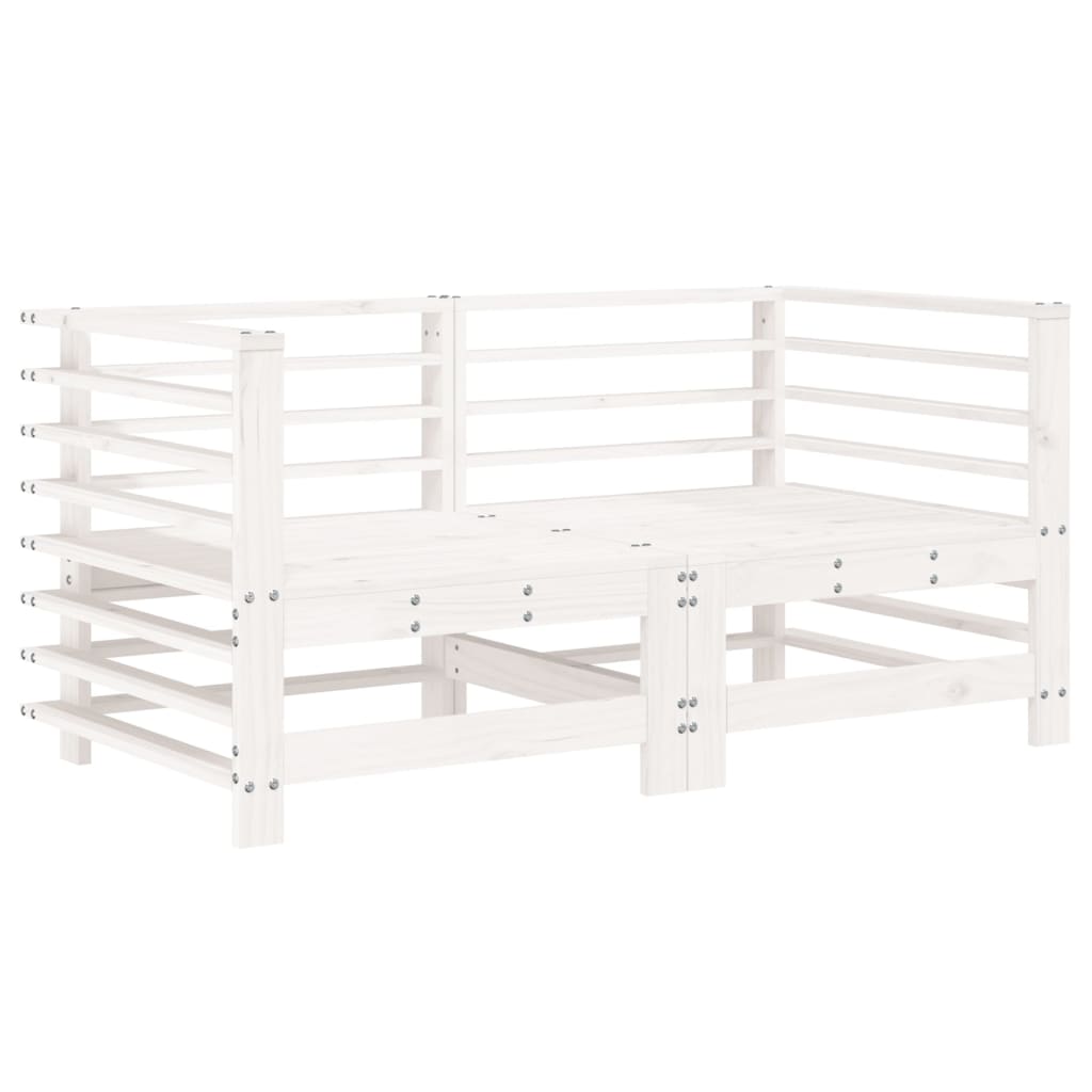 Salon de jardin 7 pcs Blanc Bois de pin massif