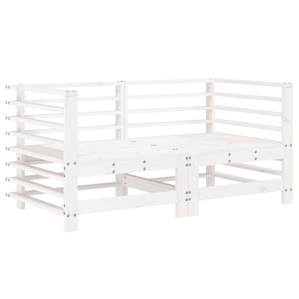 Salon de jardin 6 pcs Blanc Bois de pin massif