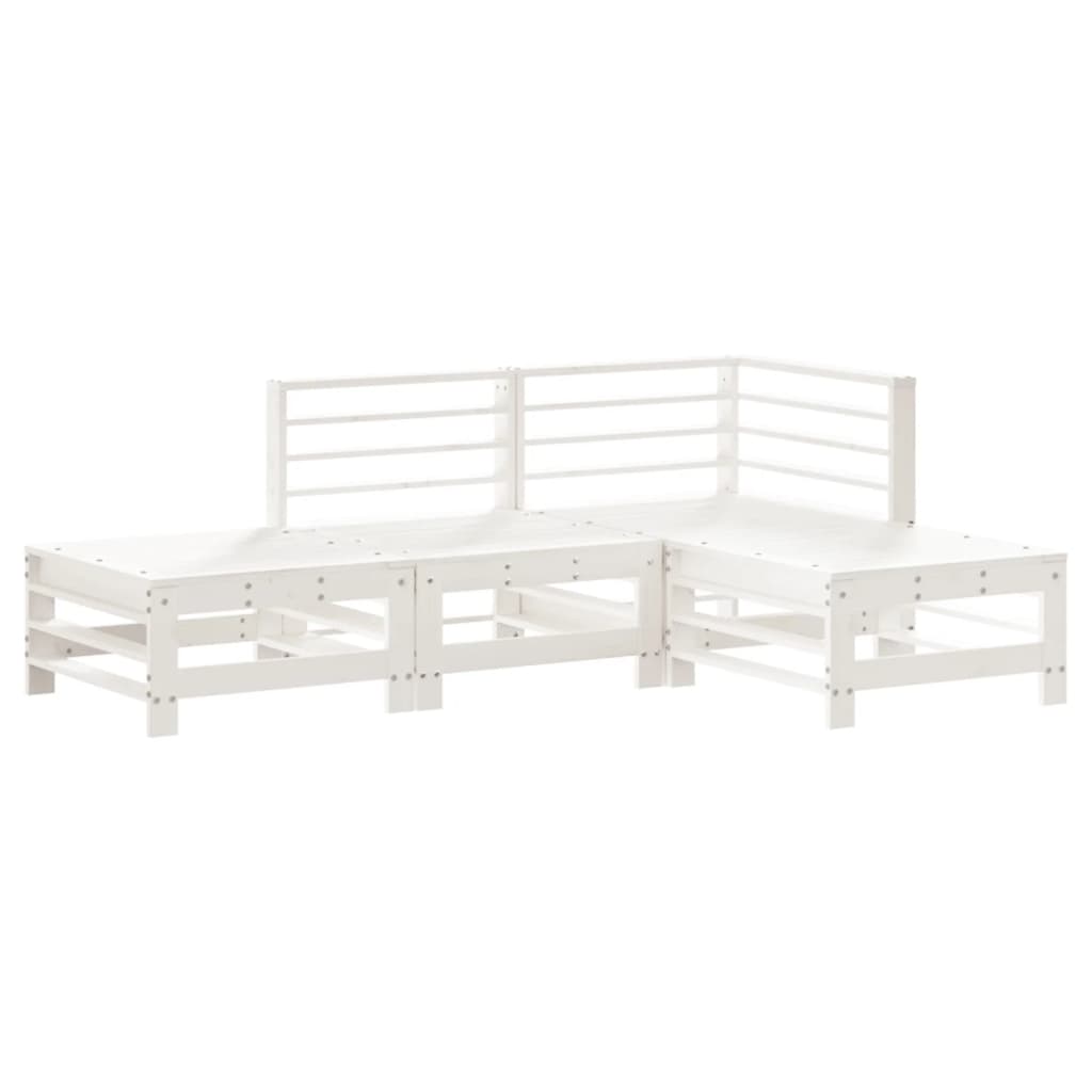 Salon de jardin 4 pcs blanc bois de pin massif
