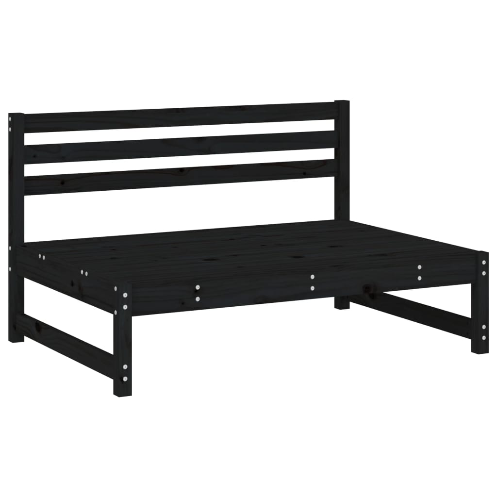 Salon de jardin 5 pcs noir bois massif de pin