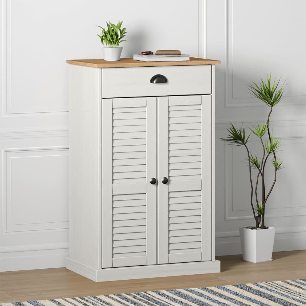 Armoire à chaussures VIGO blanc 60x35x96 cm bois massif de pin - XIOS