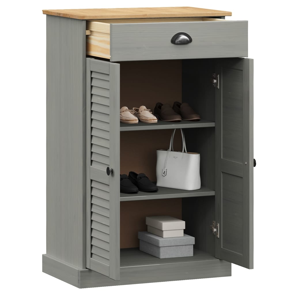 Armoire à chaussures VIGO gris 60x35x96 cm bois massif de pin - XIOS