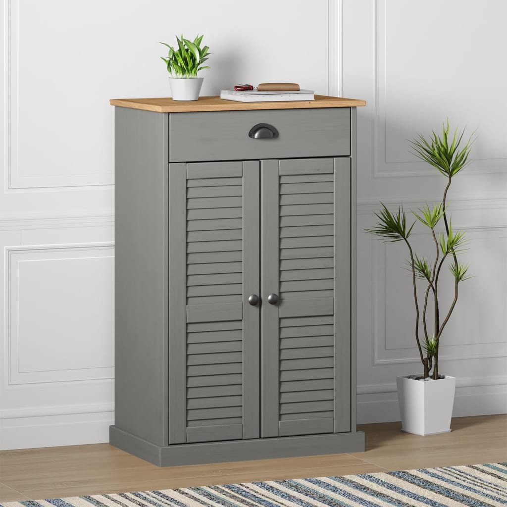 Armoire à chaussures VIGO gris 60x35x96 cm bois massif de pin - XIOS