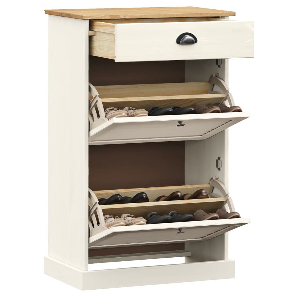 Armoire à chaussures VIGO 60x35x96 cm blanc bois massif de pin - XIOS