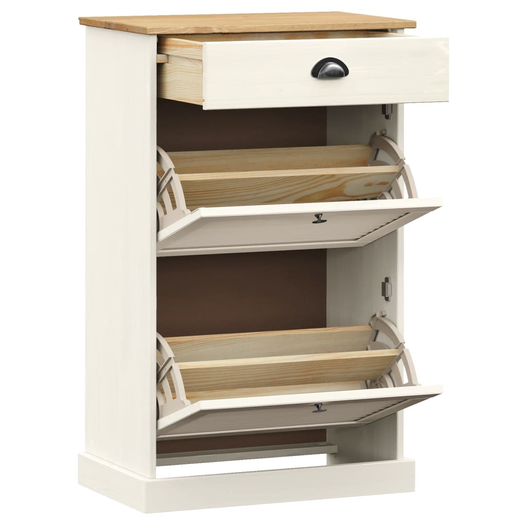 Armoire à chaussures VIGO 60x35x96 cm blanc bois massif de pin - XIOS