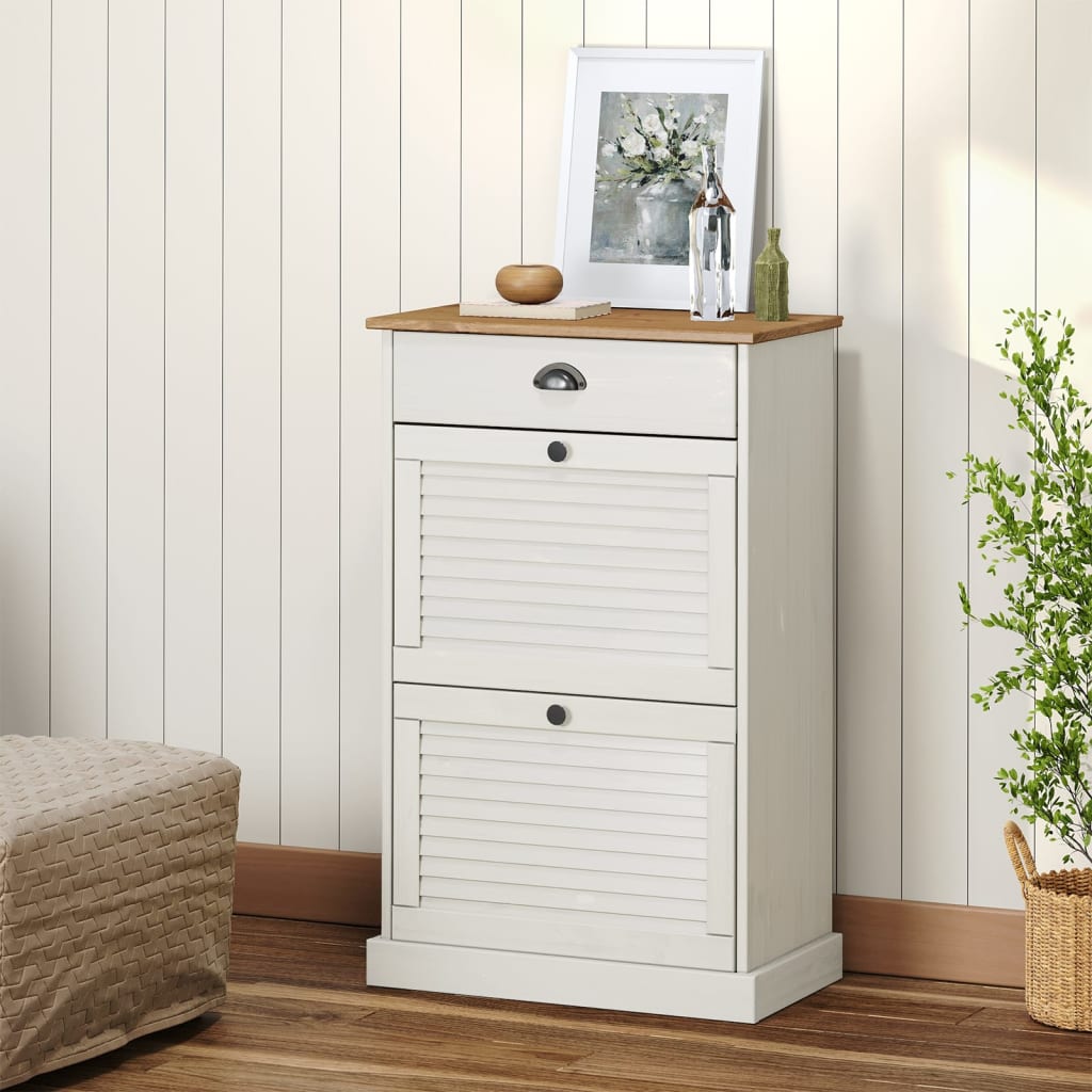 Armoire à chaussures VIGO 60x35x96 cm blanc bois massif de pin - XIOS