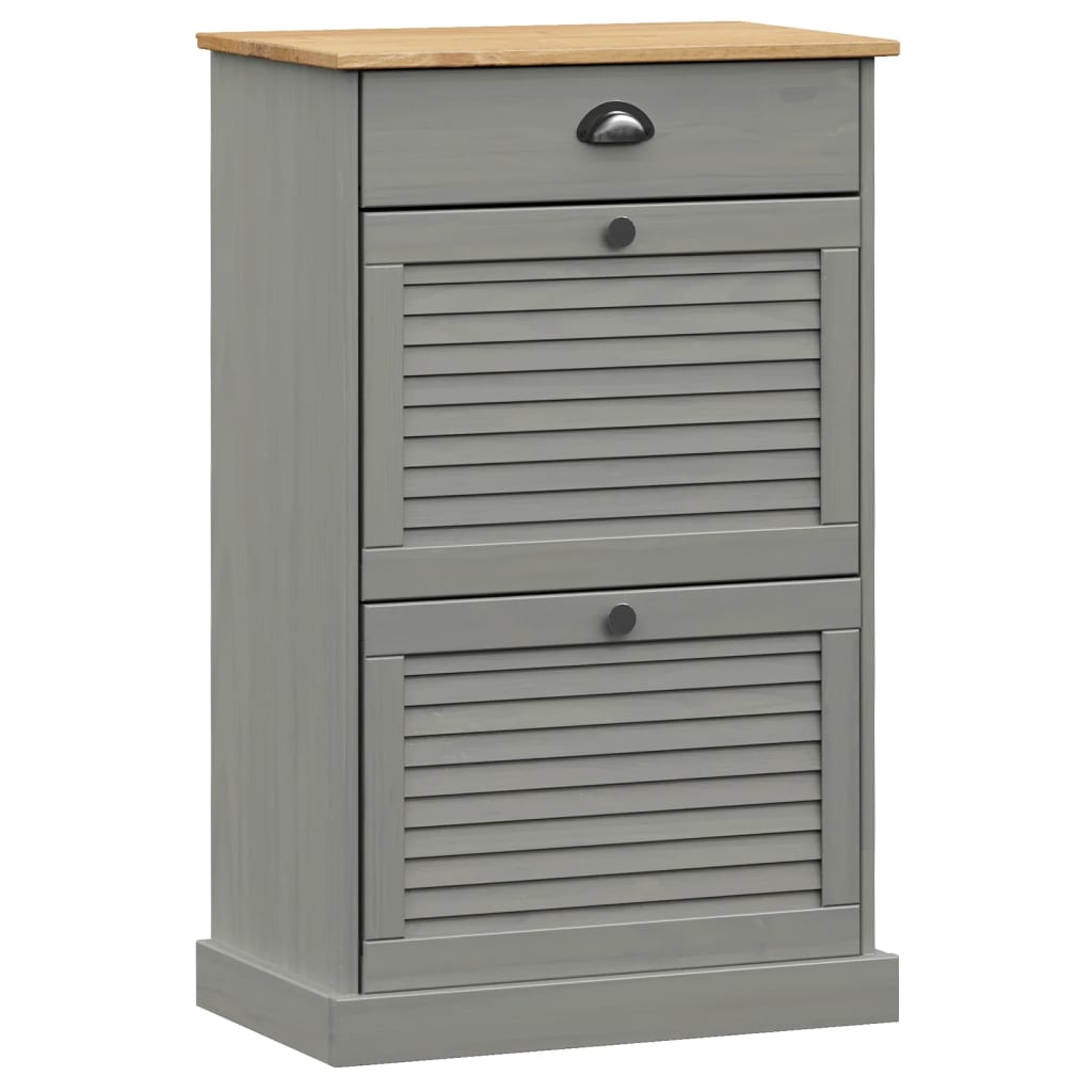 Armoire à chaussures VIGO 60x35x96 cm gris bois massif de pin - XIOS