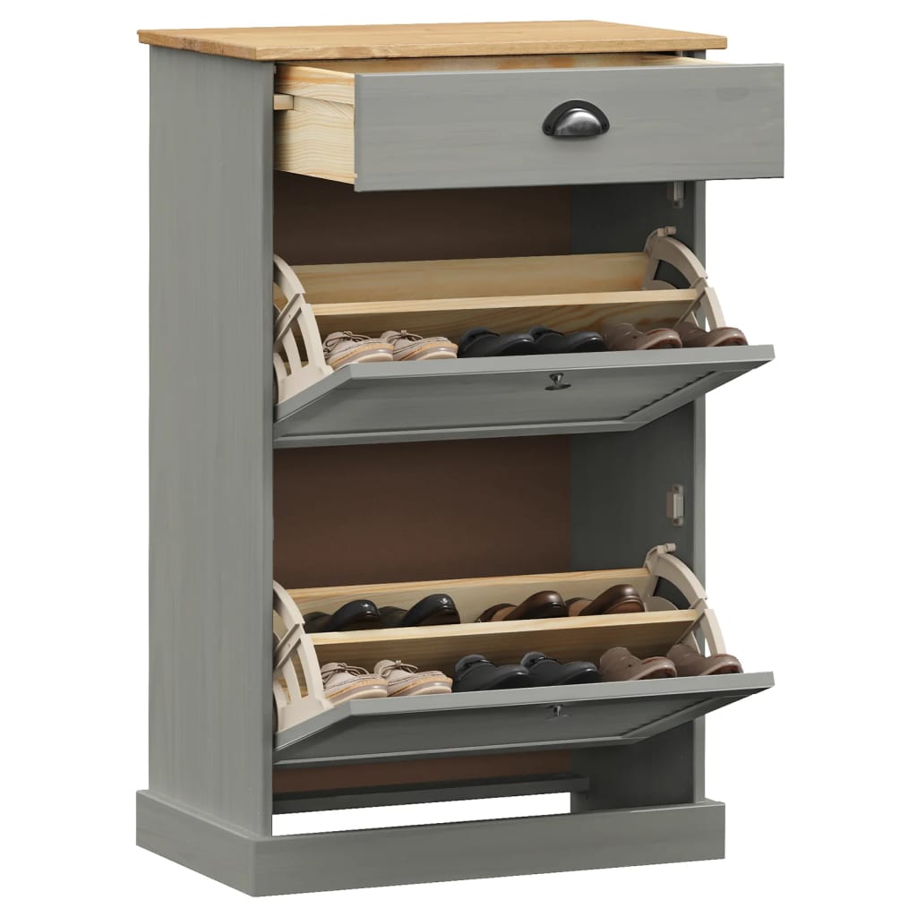 Armoire à chaussures VIGO 60x35x96 cm gris bois massif de pin - XIOS