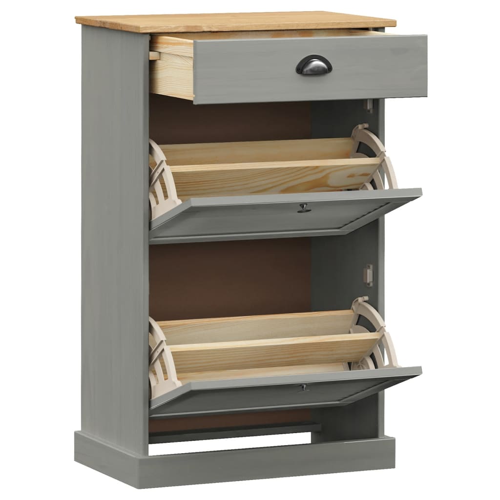 Armoire à chaussures VIGO 60x35x96 cm gris bois massif de pin - XIOS
