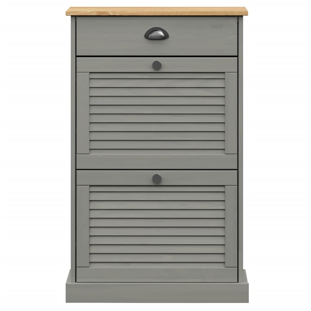 Armoire à chaussures VIGO 60x35x96 cm gris bois massif de pin - XIOS