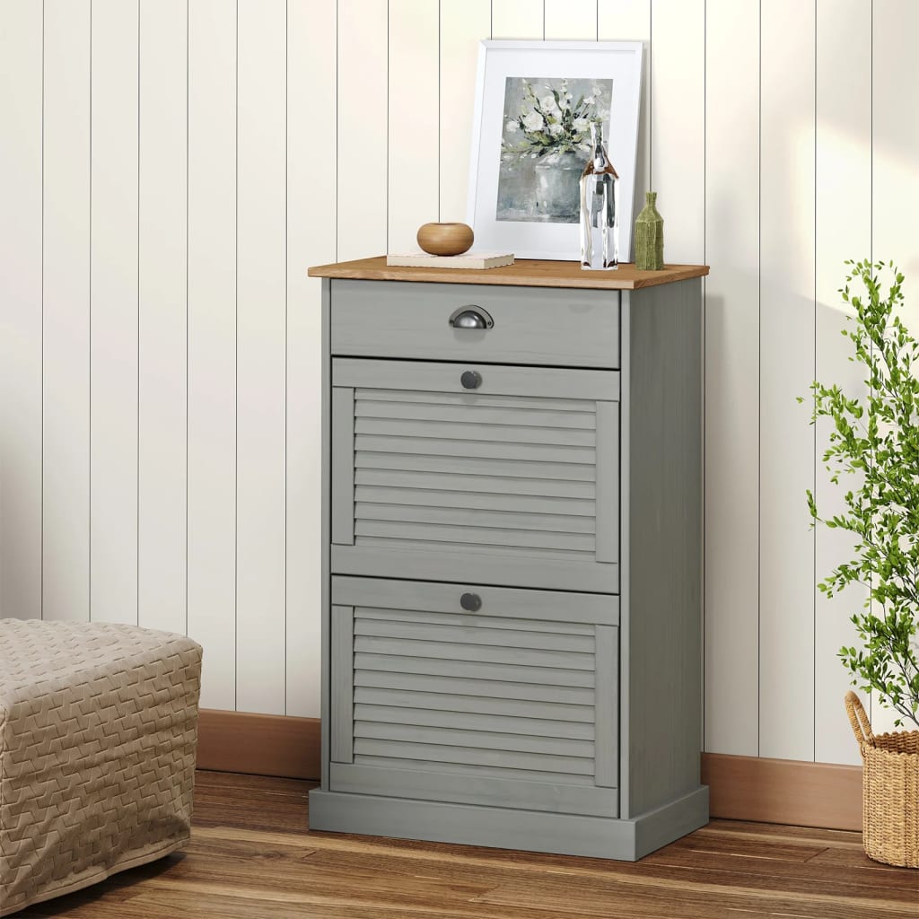 Armoire à chaussures VIGO 60x35x96 cm gris bois massif de pin - XIOS