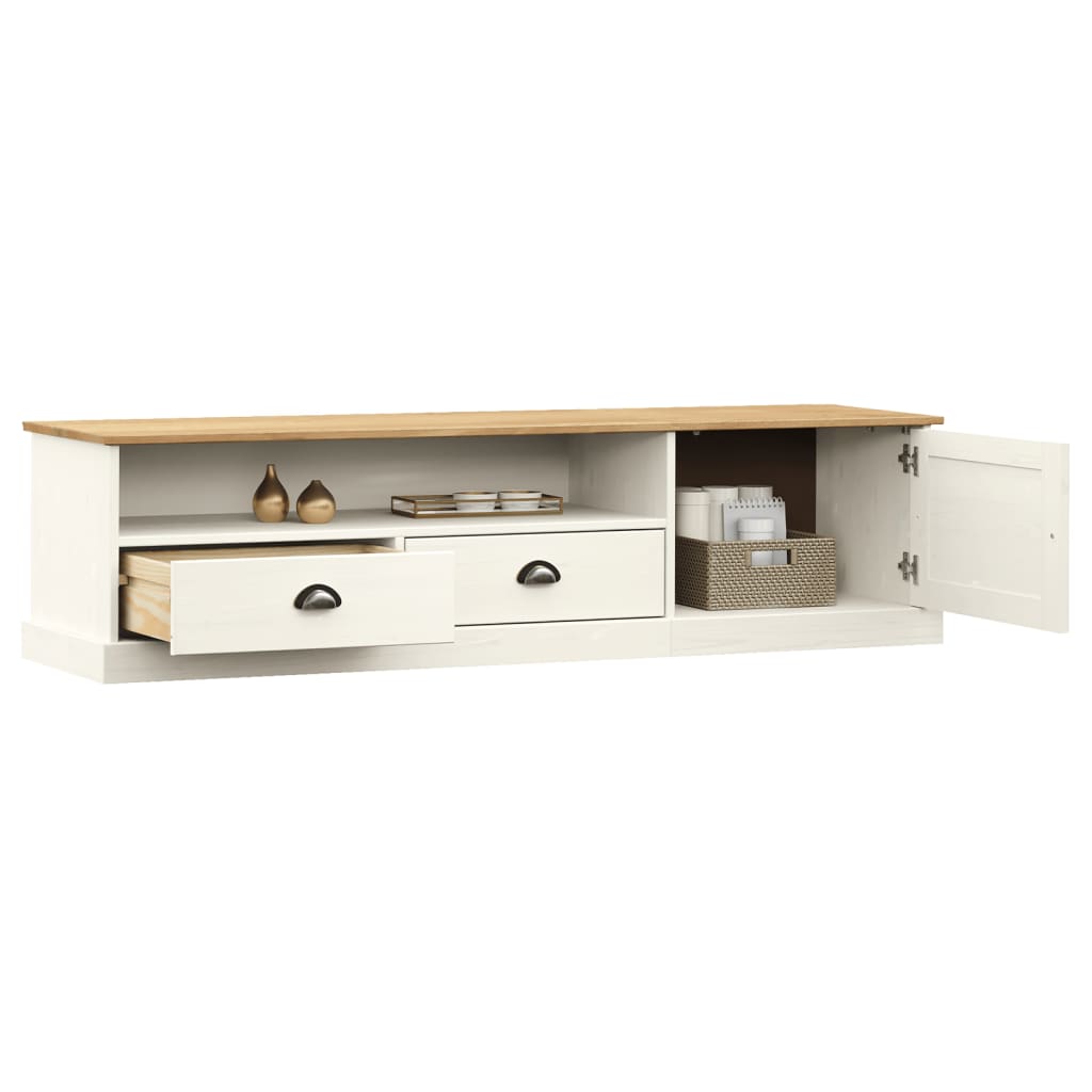 Meuble TV VIGO blanc 156x40x40 cm bois massif de pin - XIOS