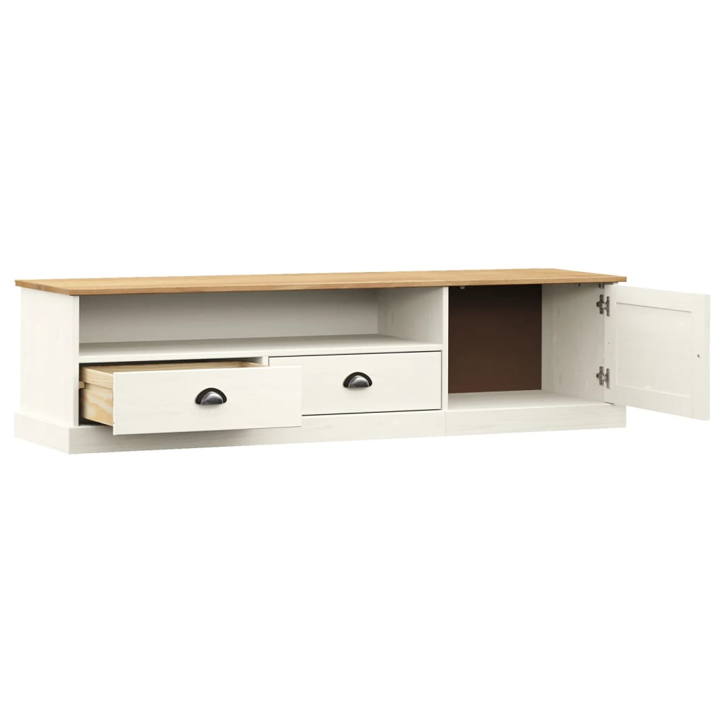 Meuble TV VIGO blanc 156x40x40 cm bois massif de pin - XIOS