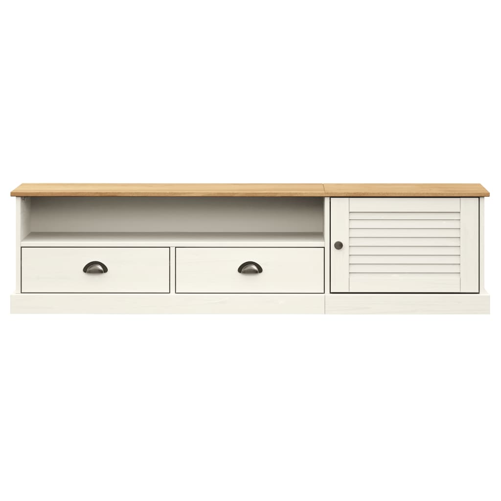 Meuble TV VIGO blanc 156x40x40 cm bois massif de pin - XIOS