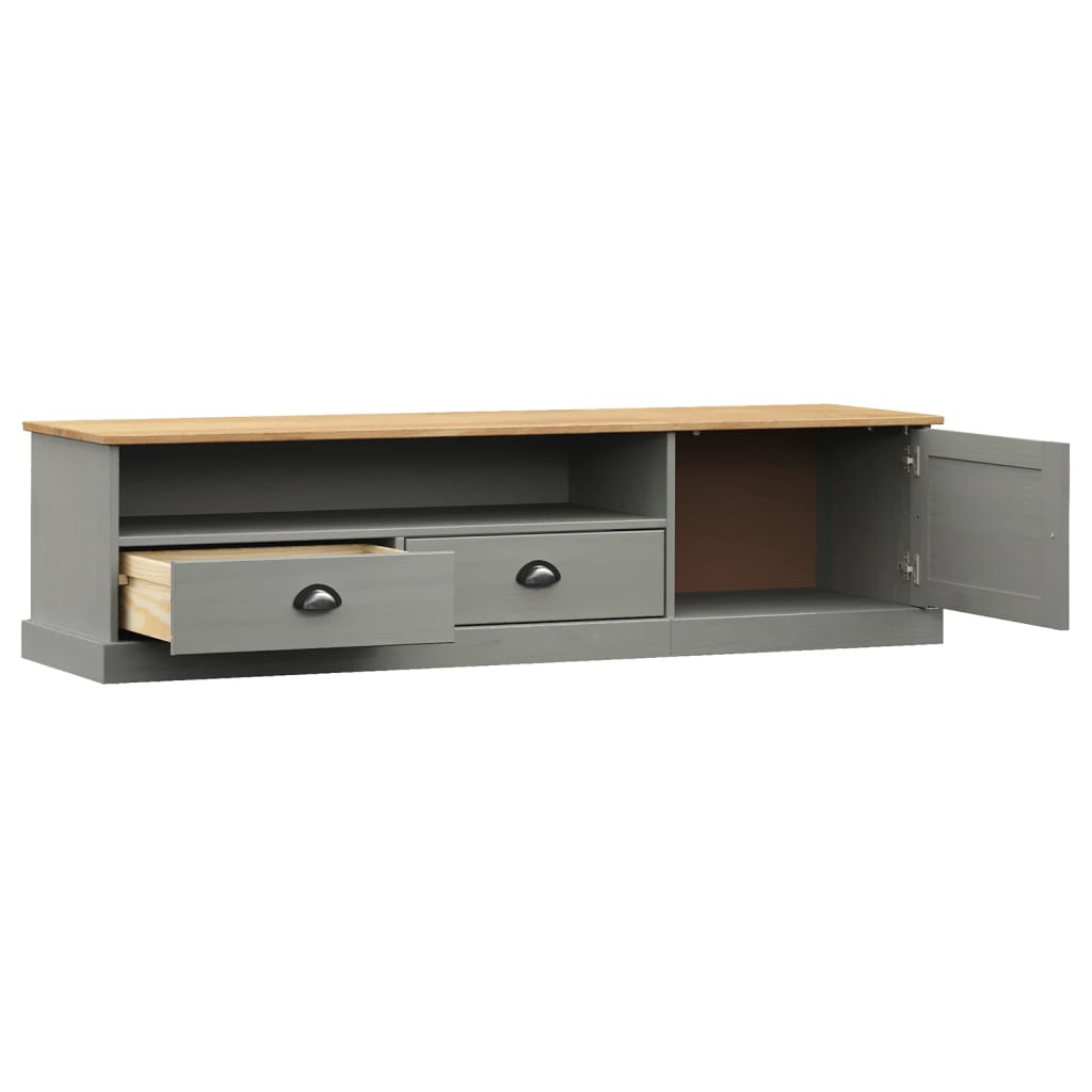 Meuble TV VIGO gris 156x40x40 cm bois massif de pin - XIOS