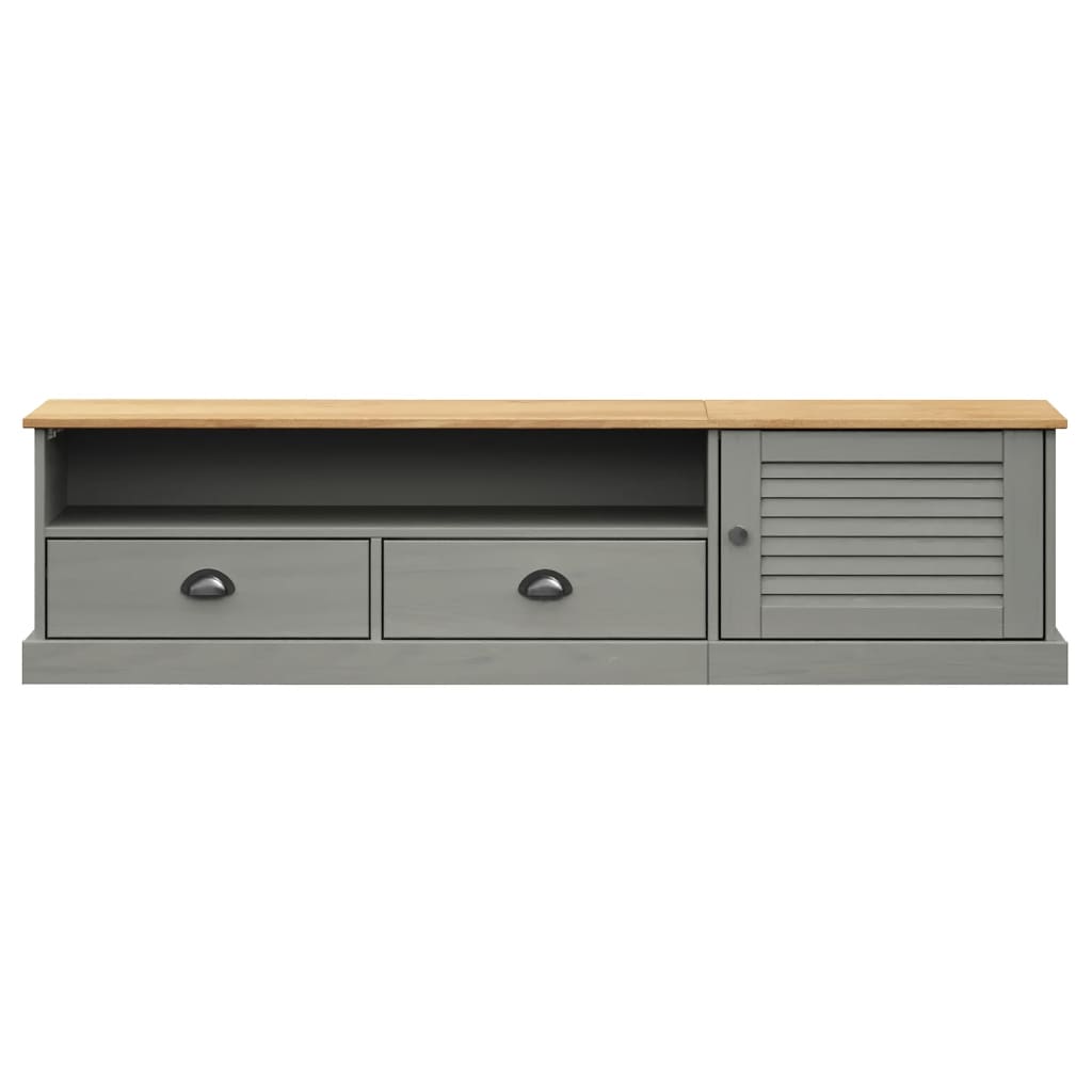 Meuble TV VIGO gris 156x40x40 cm bois massif de pin - XIOS