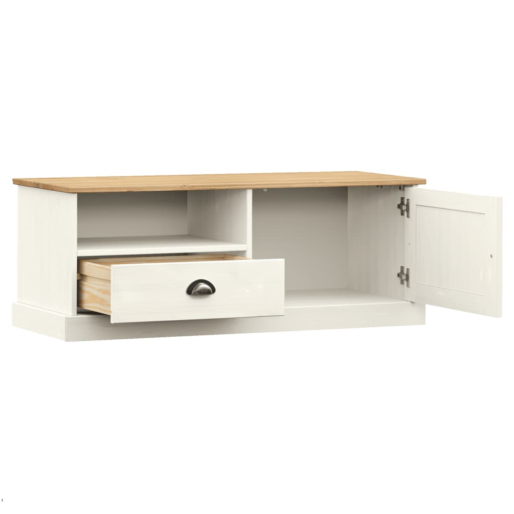 Meuble TV VIGO blanc 106x40x40 cm bois massif de pin - XIOS