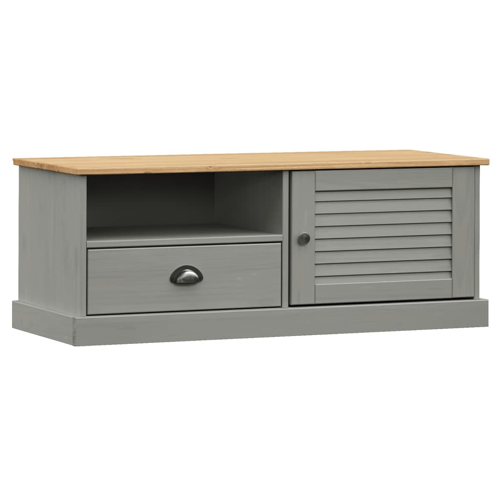 Meuble TV VIGO gris 106x40x40 cm bois massif de pin - XIOS