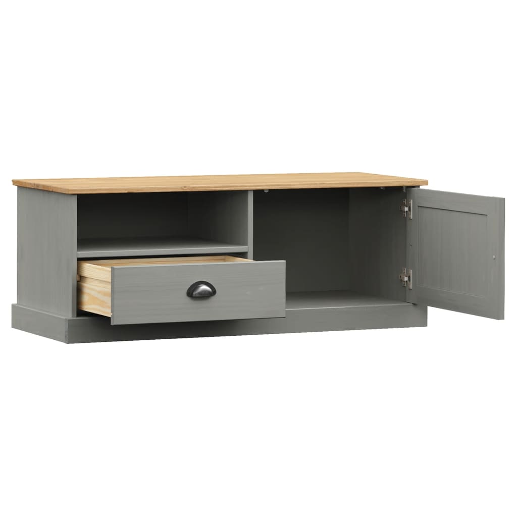 Meuble TV VIGO gris 106x40x40 cm bois massif de pin - XIOS