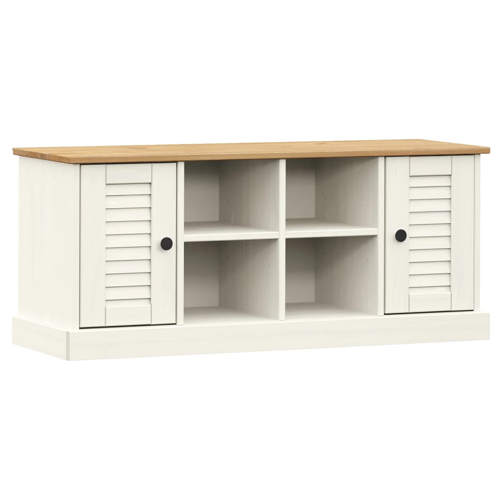 Banc à chaussures VIGO blanc 106x35x45 cm bois massif de pin - XIOS