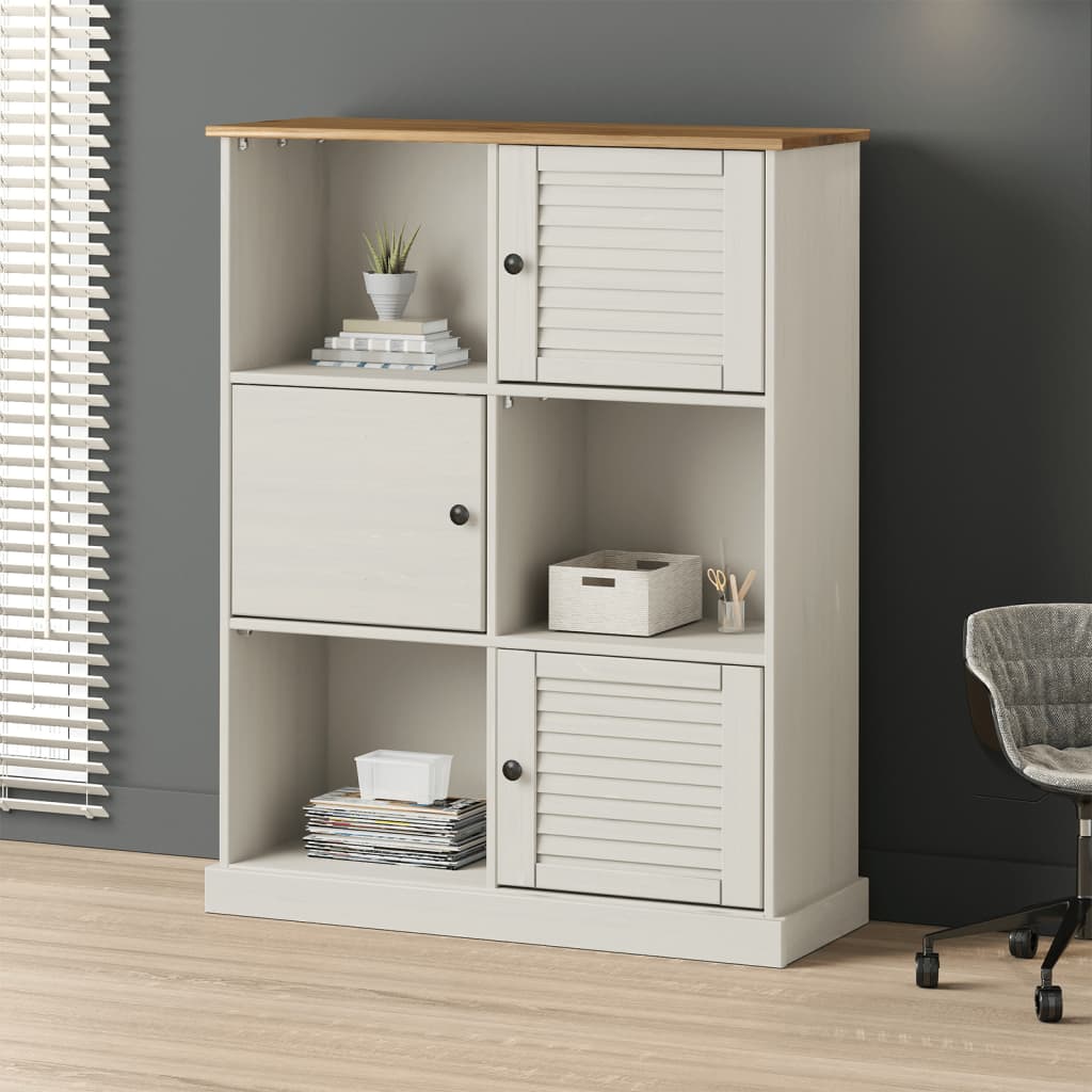 Bibliothèque VIGO blanc 90x35x114,5 cm bois massif de pin - XIOS