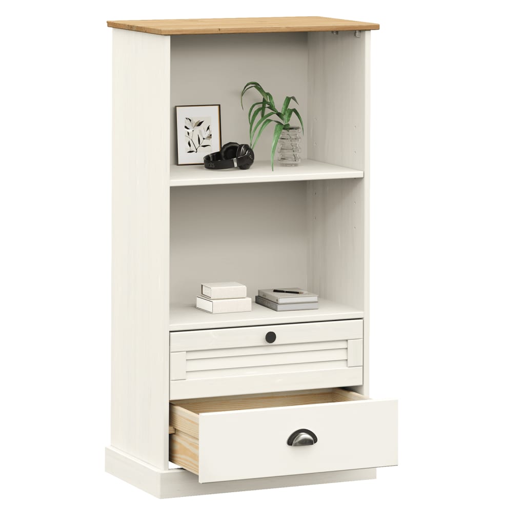 Bibliothèque VIGO blanc 60x35x114,5 cm bois massif de pin - XIOS