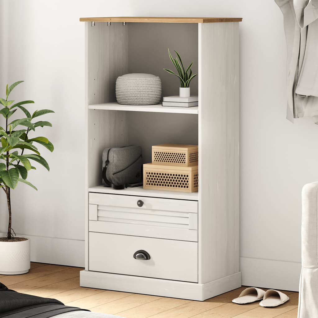 Bibliothèque VIGO blanc 60x35x114,5 cm bois massif de pin - XIOS