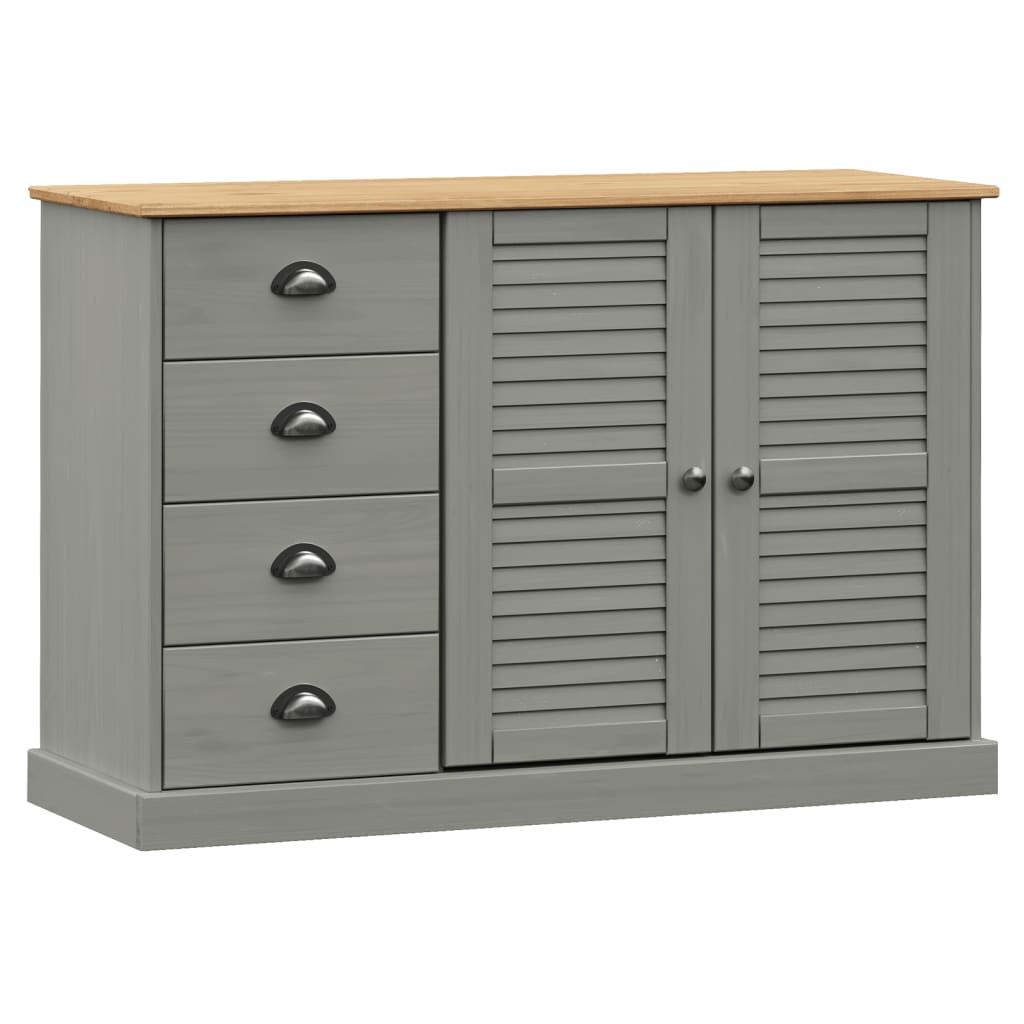 Buffet avec tiroirs VIGO 113x40x75 cm gris bois massif de pin - XIOS