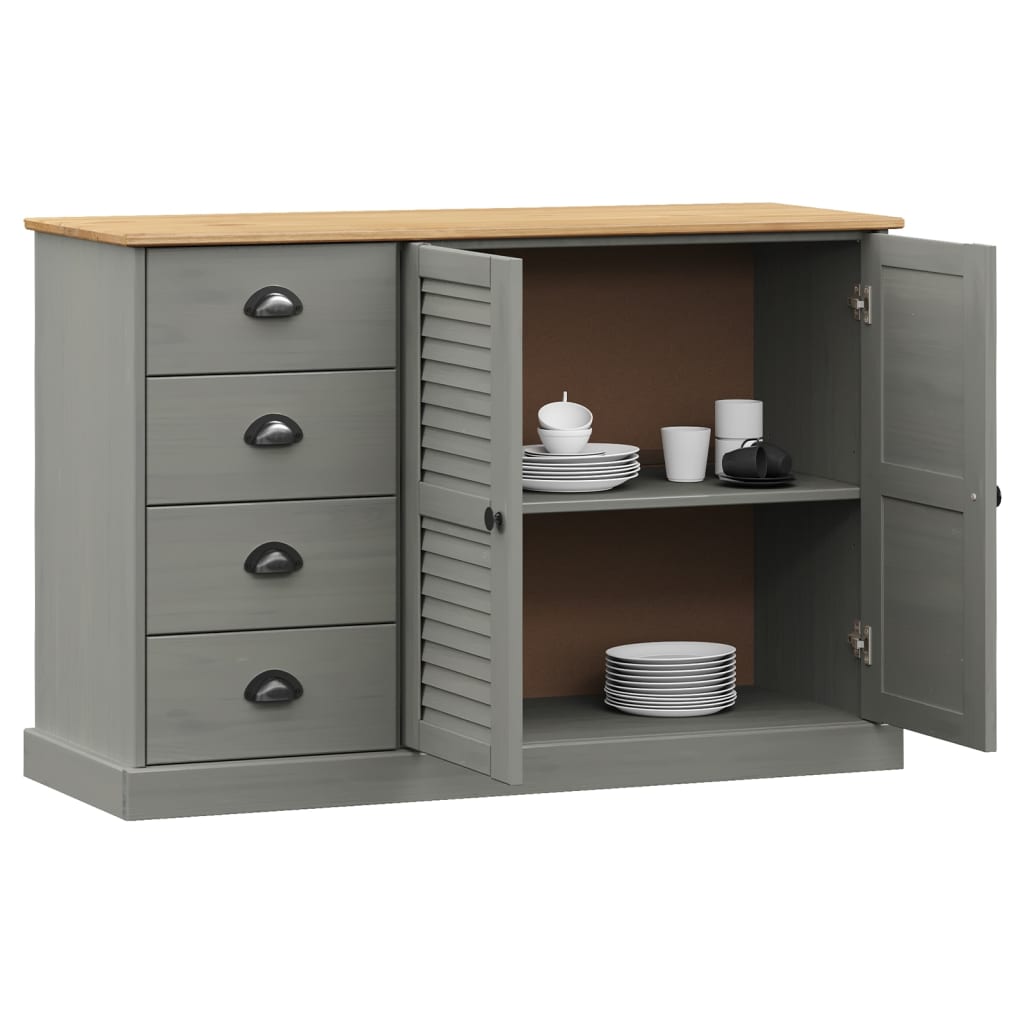 Buffet avec tiroirs VIGO 113x40x75 cm gris bois massif de pin - XIOS