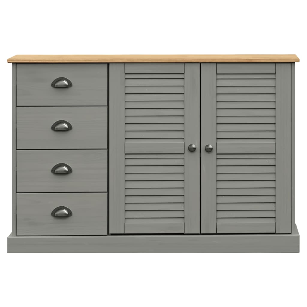 Buffet avec tiroirs VIGO 113x40x75 cm gris bois massif de pin - XIOS