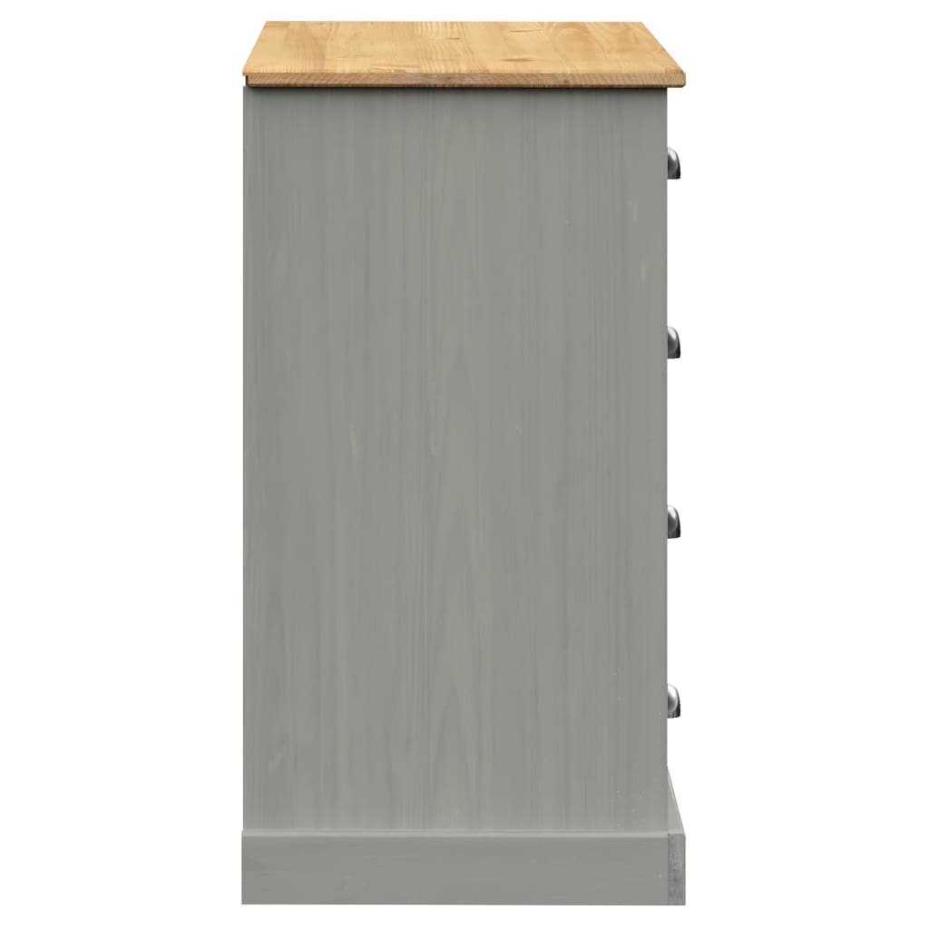 Buffet avec tiroirs VIGO 113x40x75 cm gris bois massif de pin - XIOS