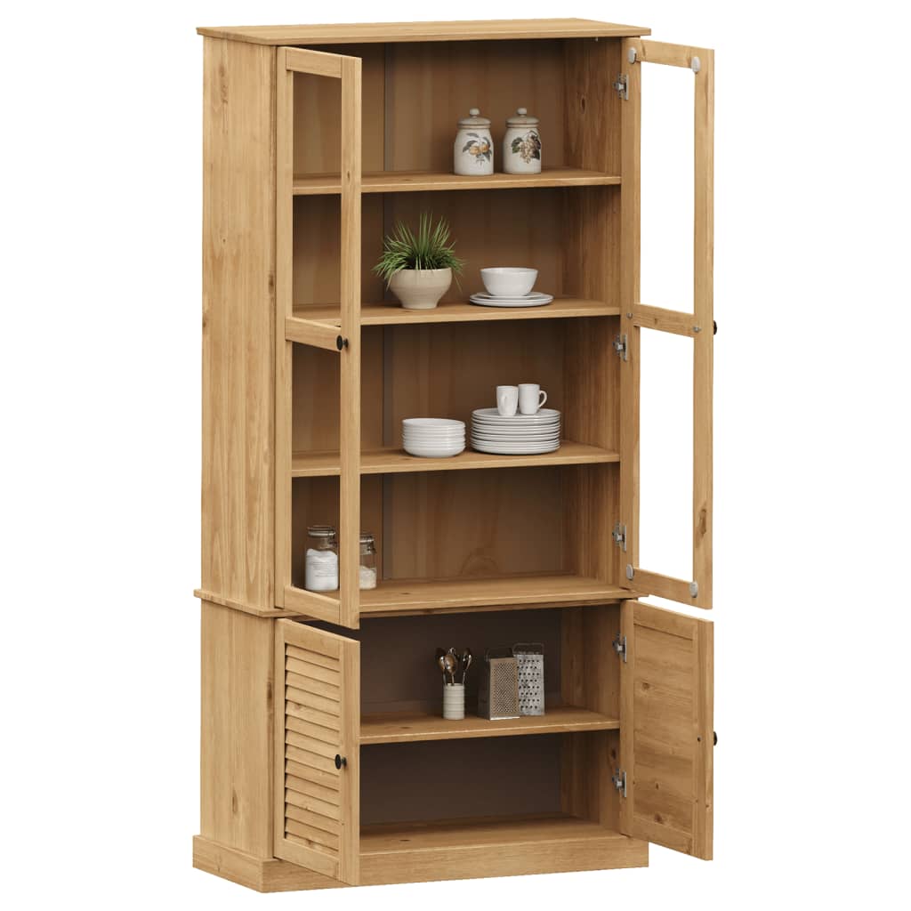 Vitrine en verre VIGO 85x35x170 cm bois massif de pin - XIOS