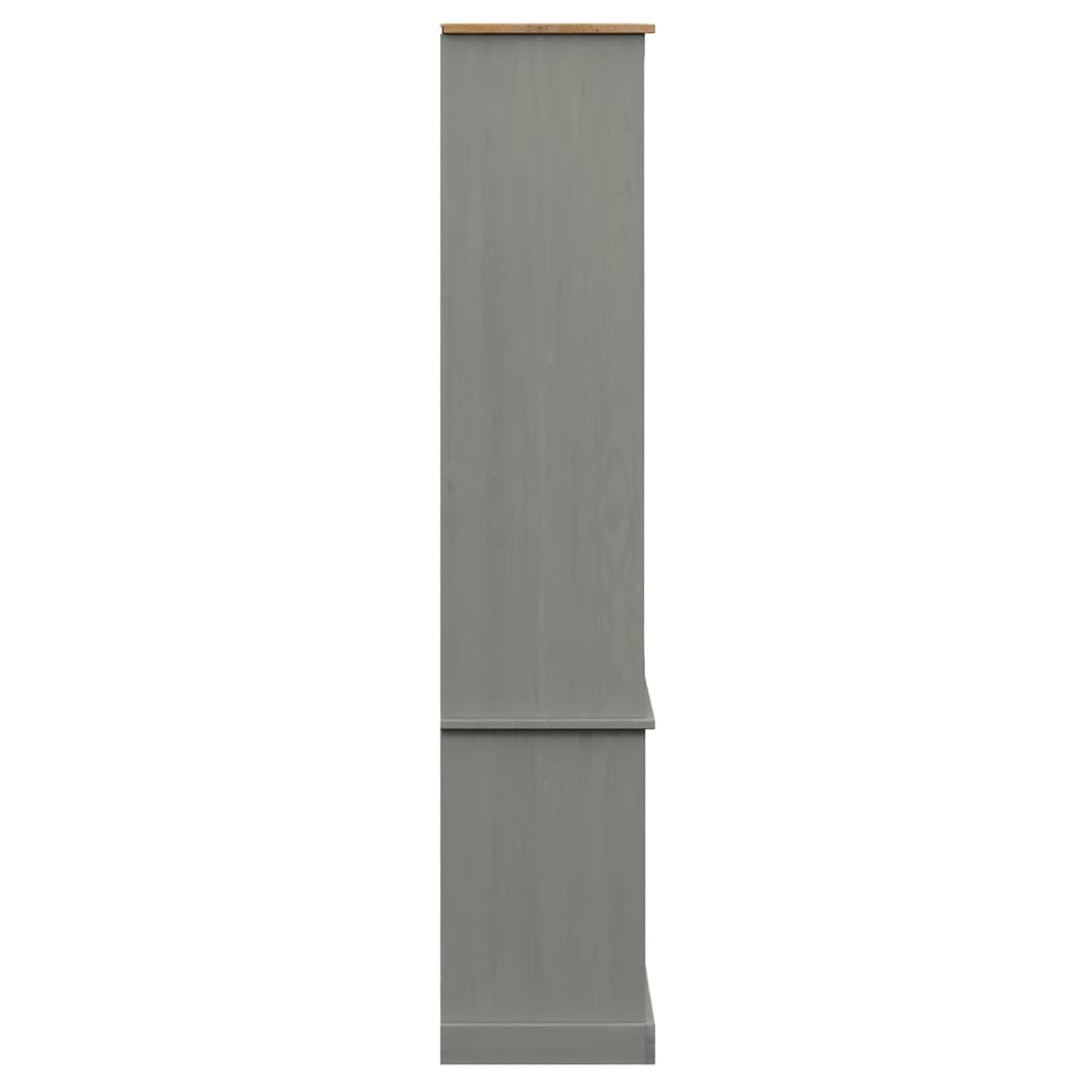 Vitrine en verre VIGO gris 85x35x170 cm bois massif de pin - XIOS